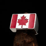 Perfectly crafted Men's Ring Flag of Canada - Sterling Silver - BikeRing4u