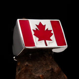 Perfectly crafted Men's Ring Flag of Canada - Sterling Silver - BikeRing4u