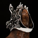 Excellent crafted Men's Animal Ring Male Dragon red eyes - Sterling Silver - BikeRing4u