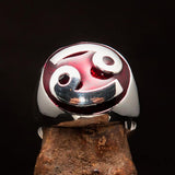 Perfectly crafted domed Men's Zodiac Cancer Ring Red - Sterling Silver - BikeRing4u
