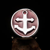 Perfectly crafted Men's Sailor Ring Big Anchor red - Sterling Silver - BikeRing4u