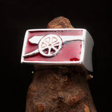 Perfectly crafted Men's red Naval Cannon Ring - Sterling Silver - BikeRing4u