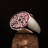 Perfectly crafted Men's Ring Celtic Birgit's Cross Red - Sterling Silver - BikeRing4u