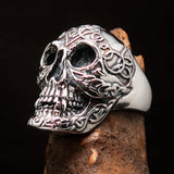 Excellent crafted Men's Sterling Silver Celtic Skull Ring - BikeRing4u