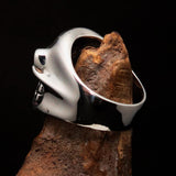 Excellent Crafted Men's Number 13 Gnome Skull Ring - Sterling Silver - BikeRing4u