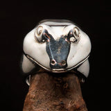 Perfectly crafted Men's grinning Frog Ring - shiny Sterling Silver - BikeRing4u