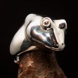 Perfectly crafted Men's grinning Frog Ring - shiny Sterling Silver - BikeRing4u