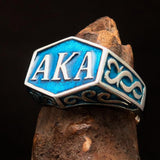 Perfectly crafted " as known as" Synonym Men's Ring blue AKA - Sterling Silver - BikeRing4u