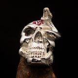 Excellent crafted Men's red 1% Snake Skull Outlaw Ring - Sterling Silver - BikeRing4u