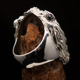 Huge Excellent crafted Men's Male Lion Ring - Mirror Polished Sterling Silver - BikeRing4u