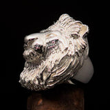 Huge Excellent crafted Men's Male Lion Ring - Mirror Polished Sterling Silver - BikeRing4u