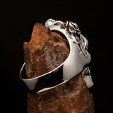 Excellent crafted Lady's Biker Granny Skull Ring - Sterling Silver 925 - BikeRing4u