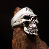 Excellent crafted Men's Devil Skull Ring 666 on Forehead - Sterling Silver - BikeRing4u