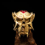 Excellent crafted Men's Vampire Skull Ring red Diamond 13 - Solid Brass - BikeRing4u