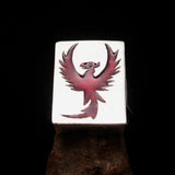 Excellent crafted Men's Ring Red Phoenix - Sterling Silver - BikeRing4u