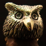 Excellent crafted Men's Brass Night Bird Ring Owl Head - BikeRing4u