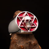 Excellent crafted Men's Biker Ring Red Hebrew Skull - Sterling Silver 925 - BikeRing4u