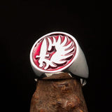 Excellent crafted Men's French Foreign Legion Ring red - Sterling Silver - BikeRing4u
