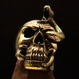 Excellent crafted Men's Brass Biker Ring Dead Outlaw Skull Snake - BikeRing4u
