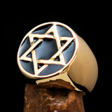 Excellent crafted Men's Pinky Ring Black Star of David - Solid Brass - BikeRing4u