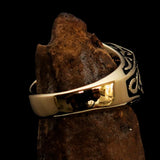 Excellent crafted Men's Celtic Crest Ring Antiqued - Brass - BikeRing4u