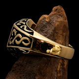 Excellent crafted Men's Celtic Crest Ring Antiqued - Brass - BikeRing4u