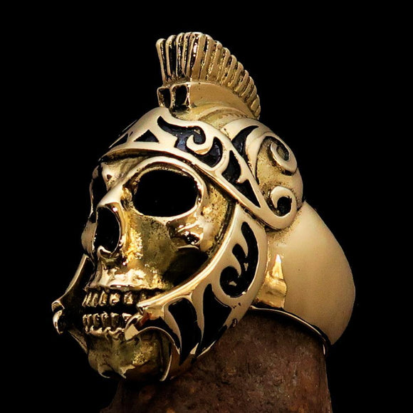 Excellent crafted Men's Skull Biker Ring Roman Centurion - Solid Brass - BikeRing4u
