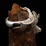 Excellent crafted Men's Mirror Polished Sterling Silver Dragon Ring - BikeRing4u