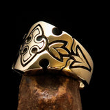 Excellent Crafted Men's Fleur de Lis Ring - solid Brass - BikeRing4u