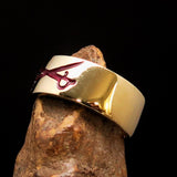Excellent crafted Men's Cavalry Ring Red Crossed Sabers - Solid Brass - BikeRing4u