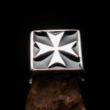 Perfectly crafted Men's Biker Ring Maltese Cross Black - Sterling Silver - BikeRing4u