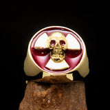 Excellent crafted Men's red Radioactive Skull Ring - Solid Brass - BikeRing4u