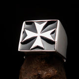 Perfectly crafted Men's Biker Ring Maltese Cross Black - Sterling Silver - BikeRing4u