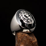 Excellent crafted Men's Aquarius Ring Black Zodiac - Sterling Silver - BikeRing4u