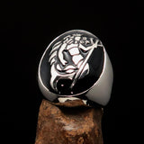 Excellent crafted Men's Aquarius Ring Black Zodiac - Sterling Silver - BikeRing4u