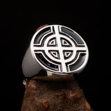 Perfectly crafted Men's Biker Ring Celtic Cross Black - Sterling Silver - BikeRing4u