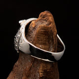 Excellent crafted shiny Men's Male Bulldog Ring - Sterling Silver - BikeRing4u