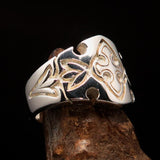Excellent Crafted shiny Men's Sterling Silver Fleur de Lis Lily Ring - BikeRing4u