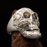 Excellent crafted Men's Celtic Skull Ring Matte Finish - Sterling Silver - BikeRing4u