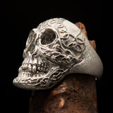 Excellent crafted Men's Celtic Skull Ring Matte Finish - Sterling Silver - BikeRing4u