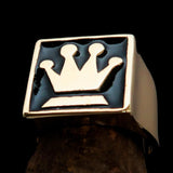 Perfectly crafted Men's Chess Player Ring Queen's Crown Black - Solid Brass - BikeRing4u