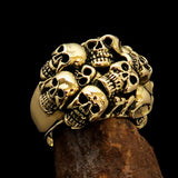 Men's Brass Costume Biker Ring 13 Skulls Graveyard Party - BikeRing4u