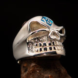 Excellent Crafted Men's blue Number 13 Gnome Skull Ring - Sterling Silver - BikeRing4u