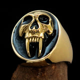 Excellent crafted oval Men's Black Vampire Skull Ring - solid Brass - BikeRing4u