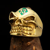 Excellent Crafted Men's green Number 13 Gnome Skull Ring - solid Brass - BikeRing4u