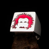 Excellent crafted Men's red Man with Beard Ring - Sterling Silver - BikeRing4u