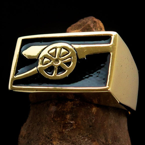 Perfectly crafted Men's Naval Cannon Ring Black - Solid Brass - BikeRing4u