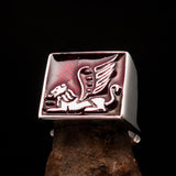 Perfectly crafted Men's Ring winged red Lion of Venice - Sterling Silver - BikeRing4u