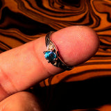 Sterling Silver Solitaire Band Ring with oval Cut Blue Zircon and 2 CZ - Size 5.75 - BikeRing4u