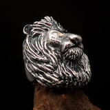 Huge Excellent crafted Men's Male Lion Ring - antiqued Sterling Silver - BikeRing4u